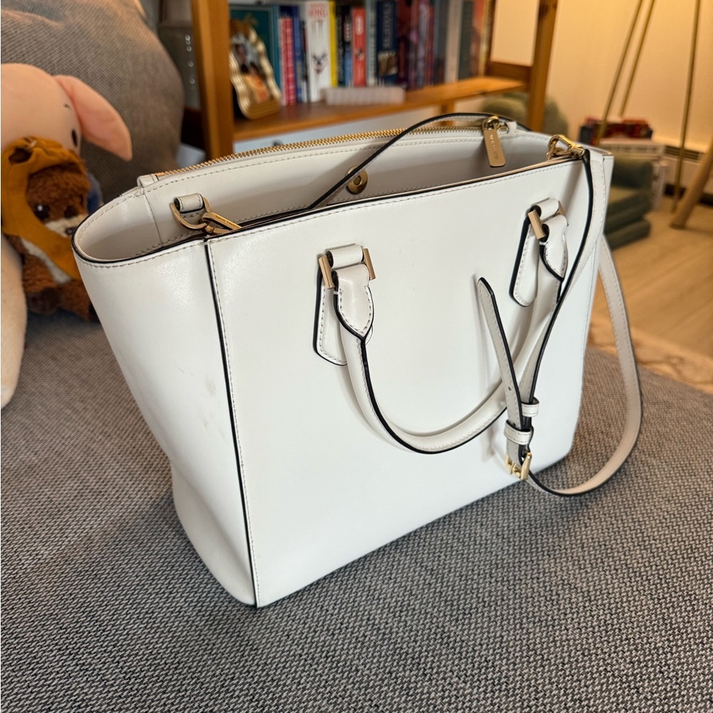 Michael Kors White Leather Tote with Gold Hardware - Picture 2 of 5
